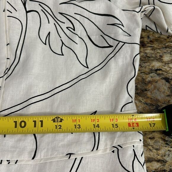 Banana Republic Linen Blend Mini Dress Stone Washed Tropical Print Size 8 - Picture 9 of 11